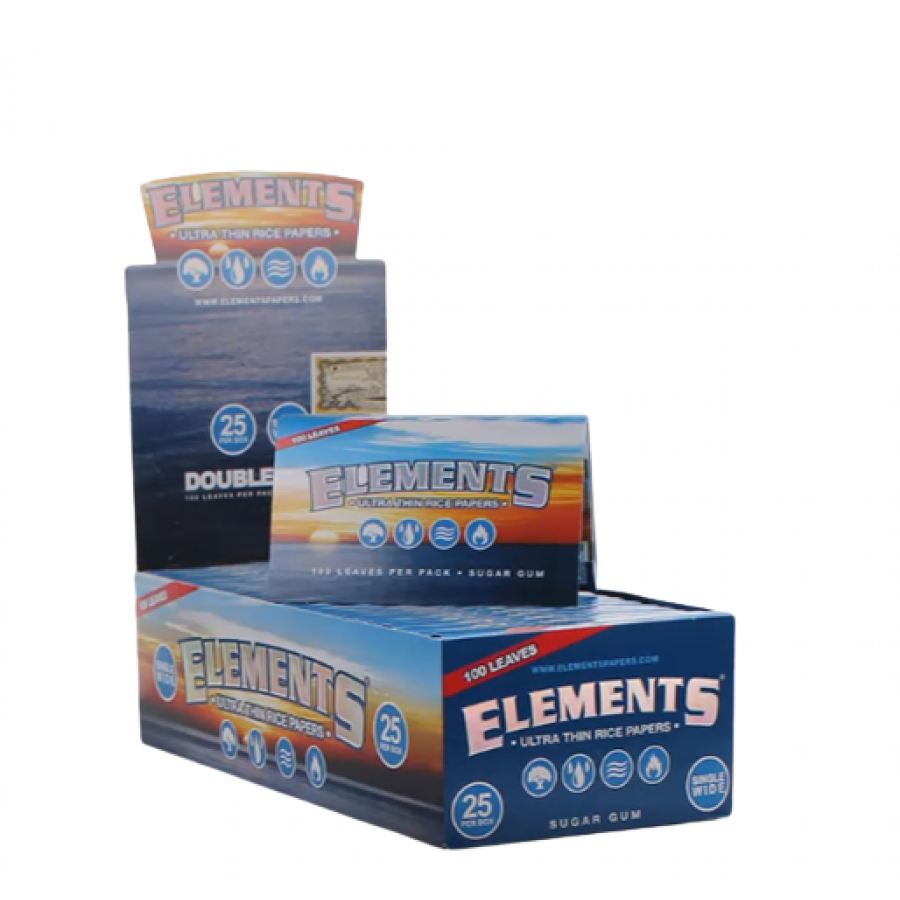 Elements Ultra Rice Single Wide Rolling Paper - Display Of 25 Pack Elements Ultra Rice Single Wide Rolling Paper - Display Of 25 Pack